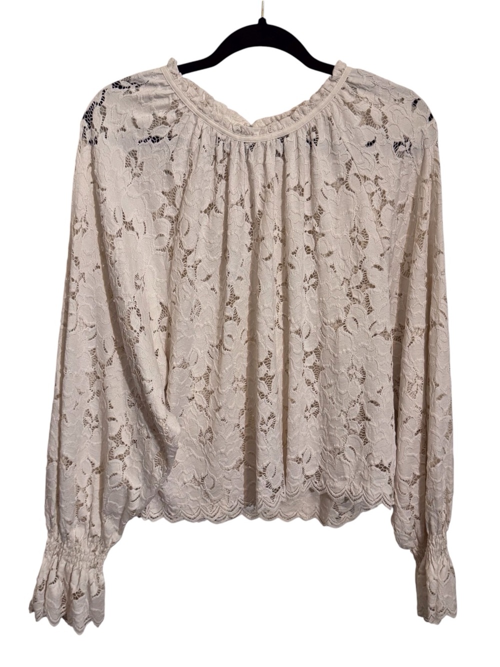 Free People Small Ivory Lace Olivia Top Blouse Boho Western Cottagecore Floral